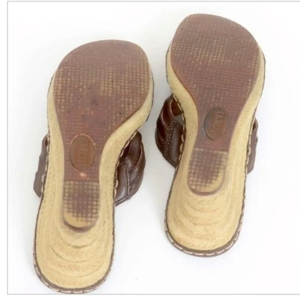 BORN Brown Espadrille Strappy Wedge Sandals​